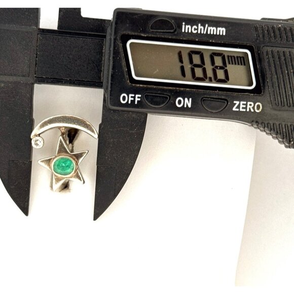 Sterling Silver Moon & Star Ring w/ Emerald & CZ Unique Celestial Statement - Picture 10 of 10